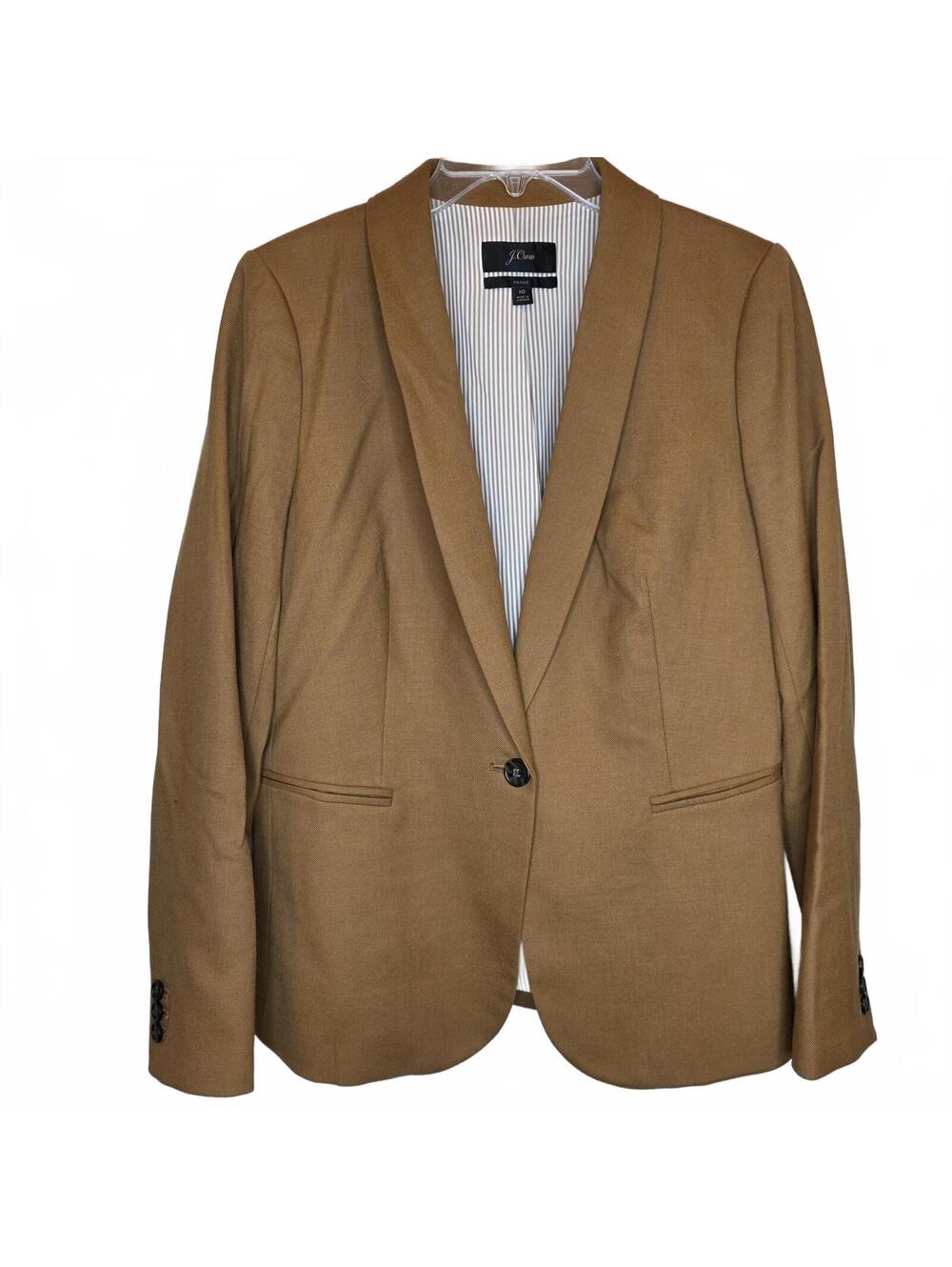 Jcrew Women's Parke Blazer Tan Camel Size 10 Wool Office Preppy